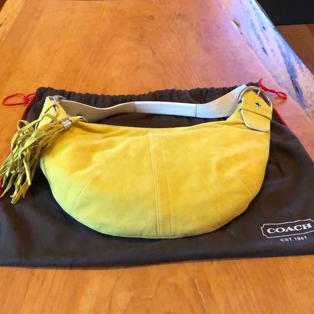 Coach Hobo Purse - Citron suede